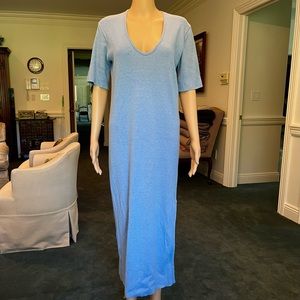 Vintage Joan Vass for I. Magnin Light Blue Loose Fitted Ribbed Knit Dress